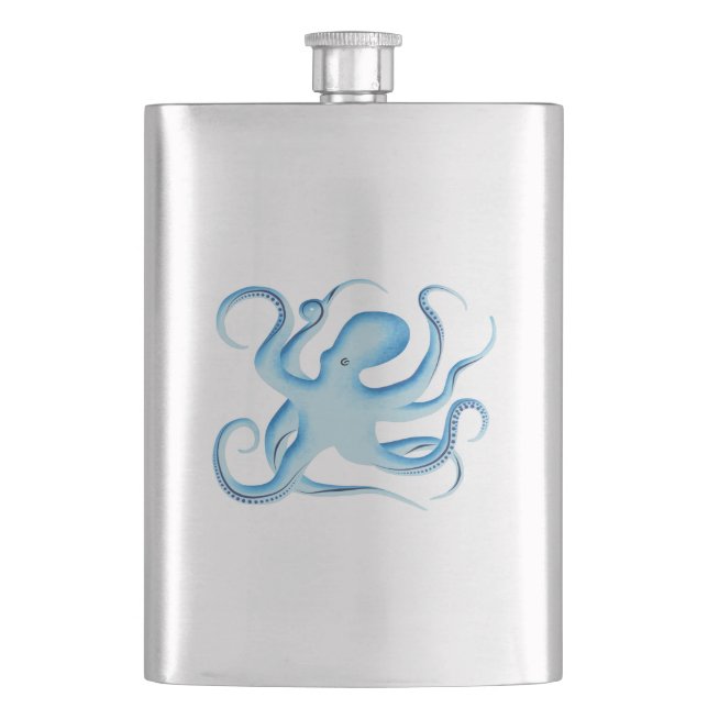 Vector Silhouette of Blue Octopus Flask (Front)