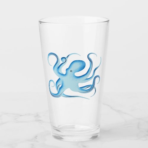 Vector Silhouette of Blue Octopus Glass