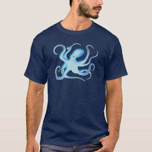 Vector Silhouette of Blue Octopus T-Shirt