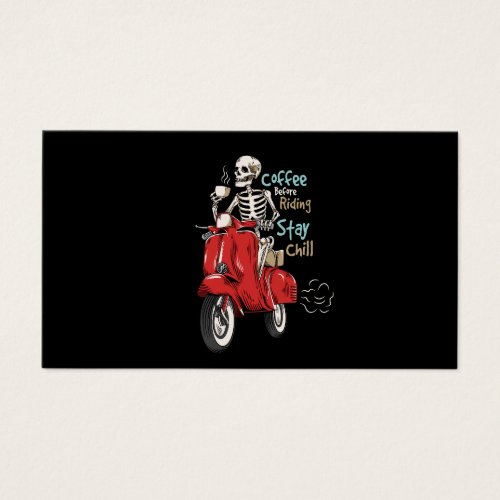 Vector skeleton ride a scooter with a cup of coffe