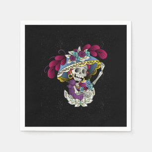 Vector skull mexican catrina napkins