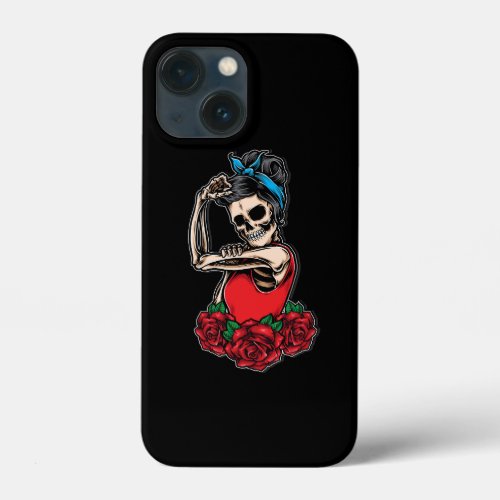 Vector skull rockabilly vintage style iPhone 13 mini case