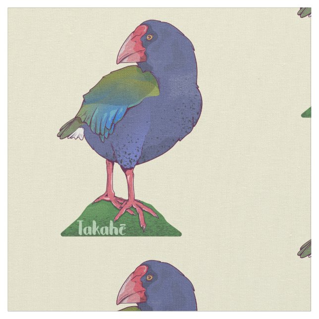 Vector takahe New Zealand Bird Fabric (Close Up)