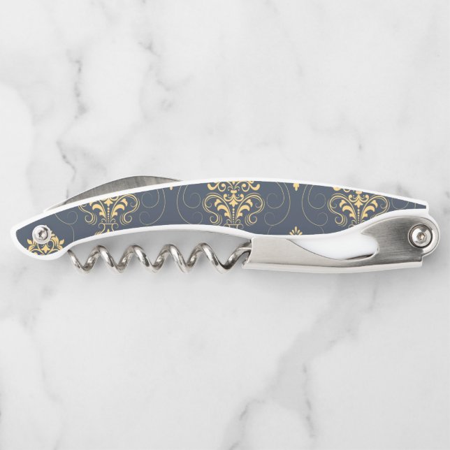 Vector Texture Flower White Corkscrew Bottle Opene (Back)