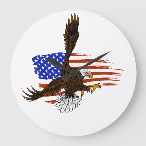 Vector vector american eagle against usa flag large clock