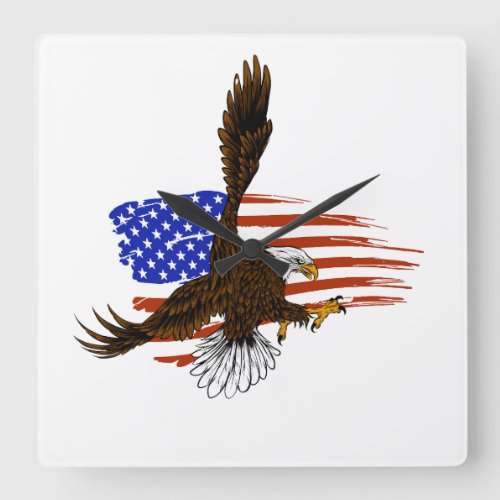 Vector vector american eagle against usa flag square wall clock