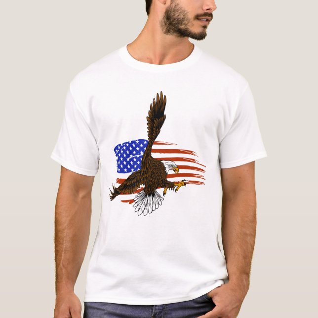 Vector vector american eagle against usa flag T-Shirt (Front)