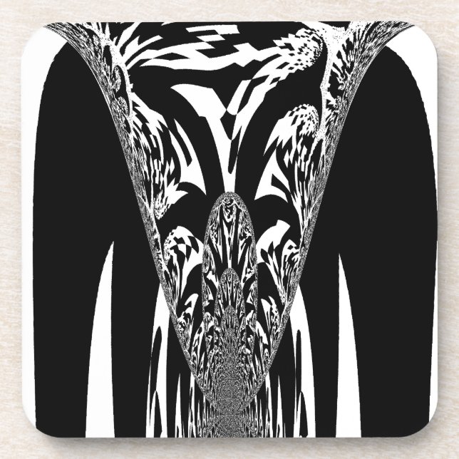 Vector Velocity Hypnotic Black White Abstract Desi Beverage Coaster (Front)