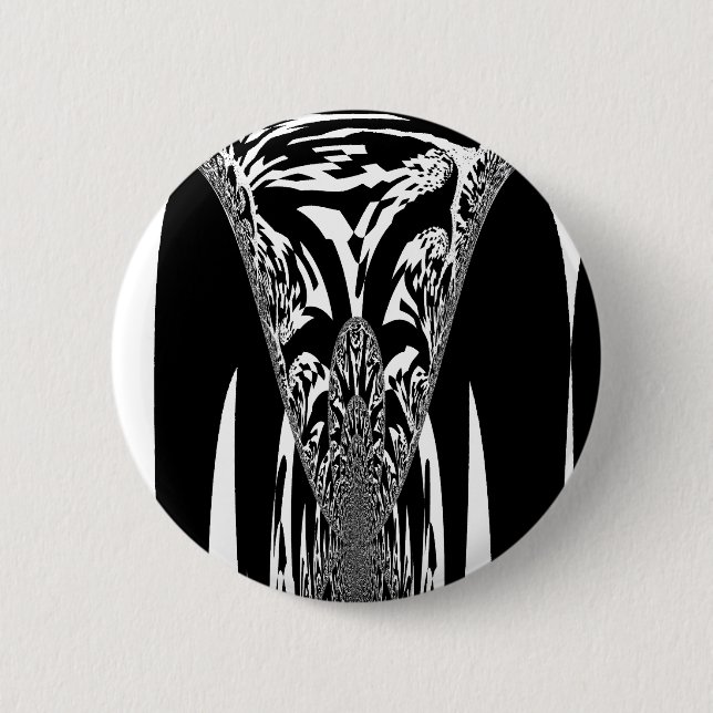 Vector Velocity Hypnotic Black White Abstract Desi Button (Front)