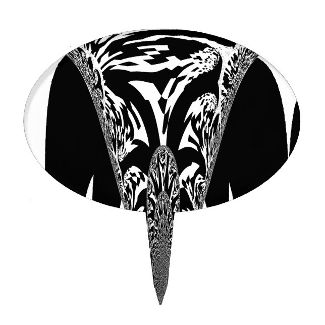 Vector Velocity Hypnotic Black White Abstract Desi Cake Topper (Front)