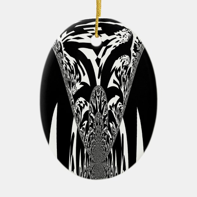 Vector Velocity Hypnotic Black White Abstract Desi Ceramic Ornament (Front)