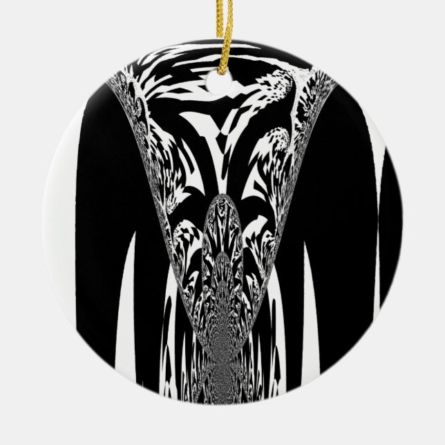 Vector Velocity Hypnotic Black White Abstract Desi Ceramic Ornament (Front)