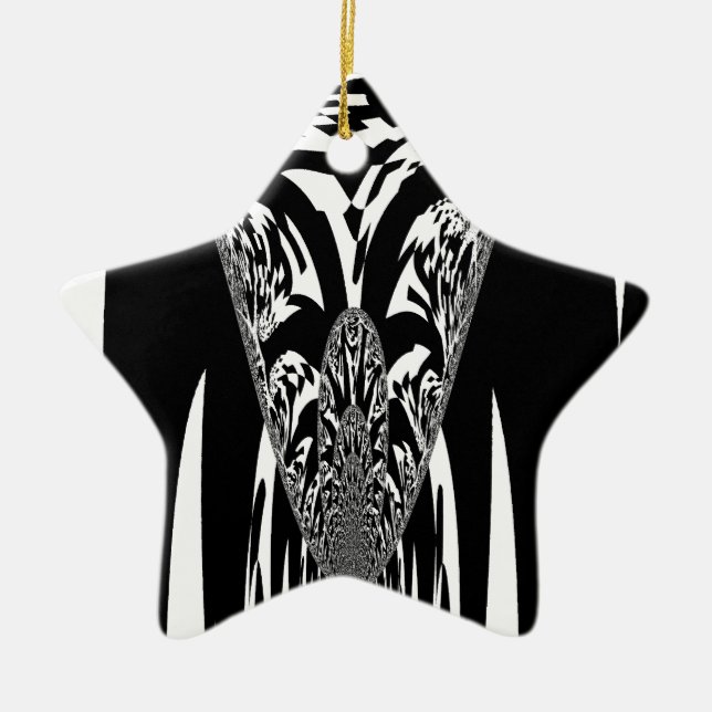 Vector Velocity Hypnotic Black White Abstract Desi Ceramic Ornament (Front)