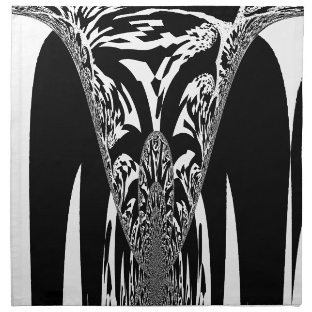 Vector Velocity Hypnotic Black White Abstract Desi Cloth Napkin (Front)