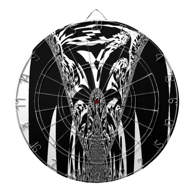 Vector Velocity Hypnotic Black White Abstract Desi Dartboard With Darts (Front)