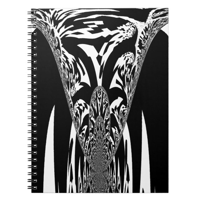 Vector Velocity Hypnotic Black White Abstract Desi Notebook (Front)