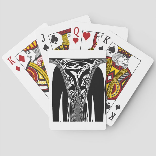 Vector Velocity Hypnotic Black White Abstract Desi Poker Cards (Back)
