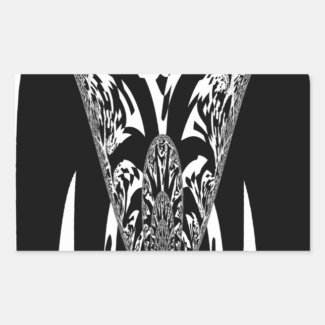 Vector Velocity Hypnotic Black White Abstract Desi Rectangular Sticker (Front)