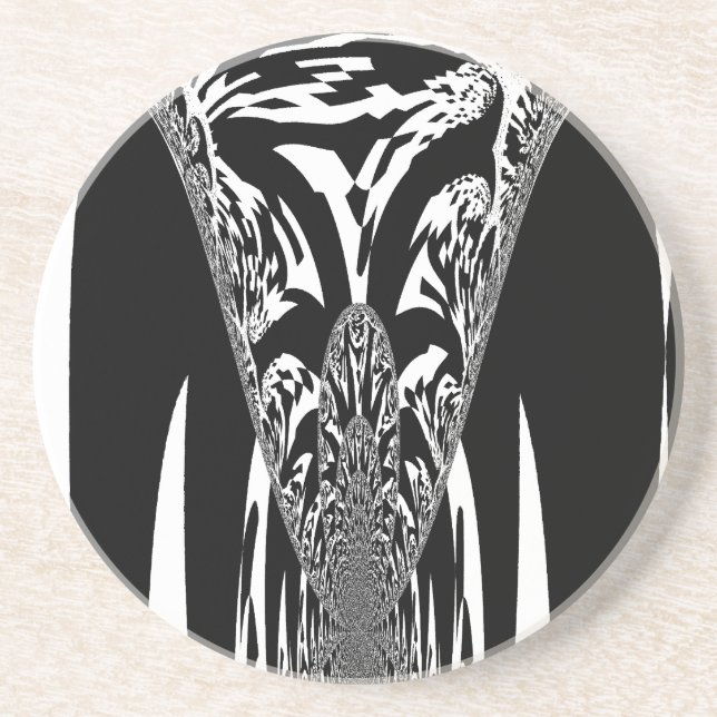 Vector Velocity Hypnotic Black White Abstract Desi Sandstone Coaster (Front)