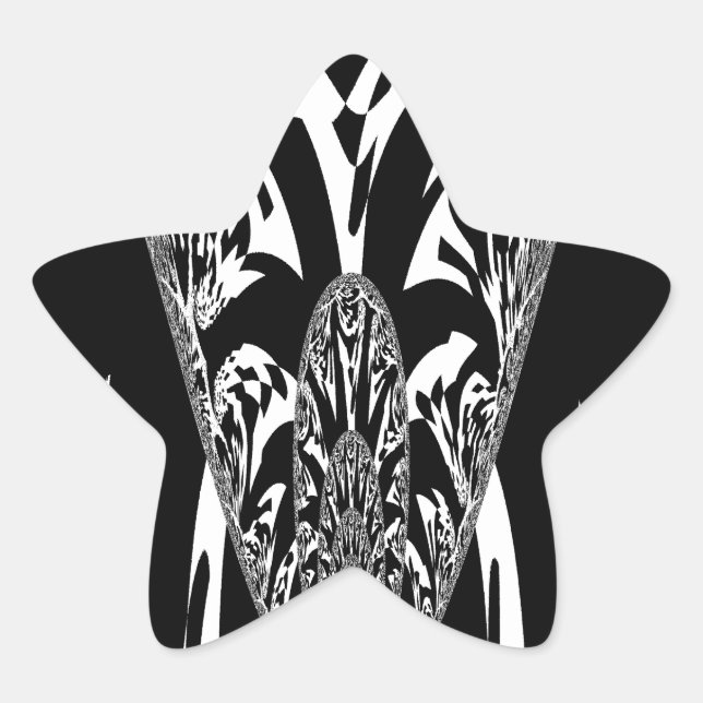 Vector Velocity Hypnotic Black White Abstract Desi Star Sticker (Front)
