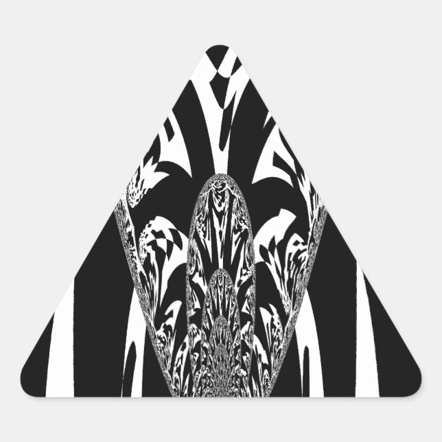 Vector Velocity Hypnotic Black White Abstract Desi Triangle Sticker (Front)