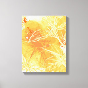 Vector Watercolor Background & Tropical Flowers Canvas Print