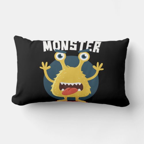 Vector yellow monster screaming lumbar pillow