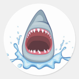 vectorstock_383155 Cartoon Shark Teeth hungry Classic Round Sticker