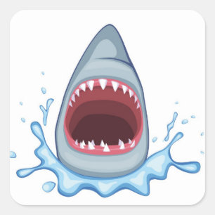 vectorstock_383155 Cartoon Shark Teeth hungry Square Sticker