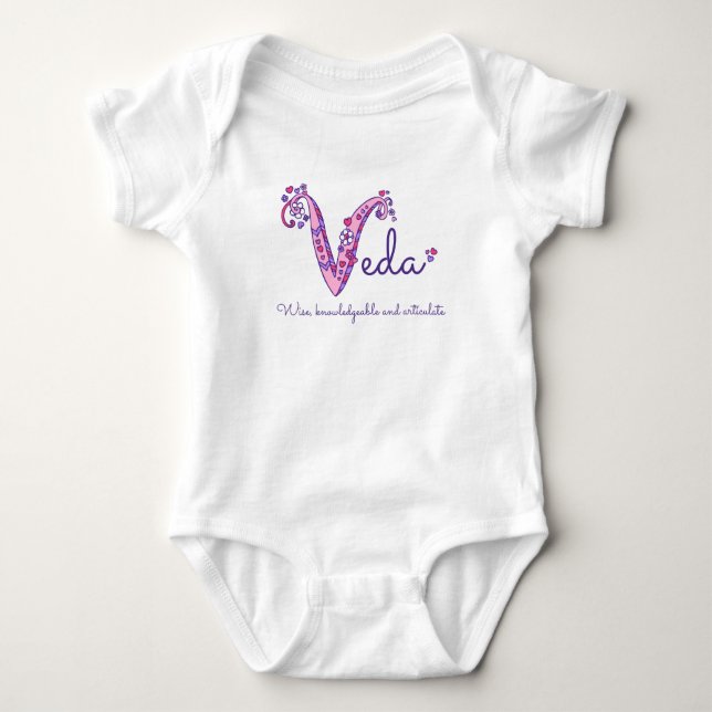 Veda girls name & meaning V monogram shirt (Front)