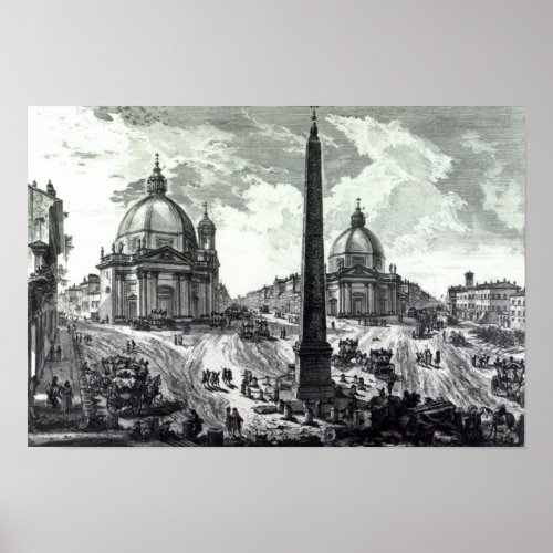 Veduta della Piazza del Popolo c1750 Poster