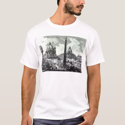 Veduta della Piazza del Popolo c1750 T_Shirt