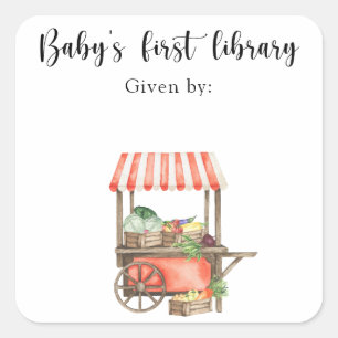 Veg Baby Shower bookplate - baby's first library