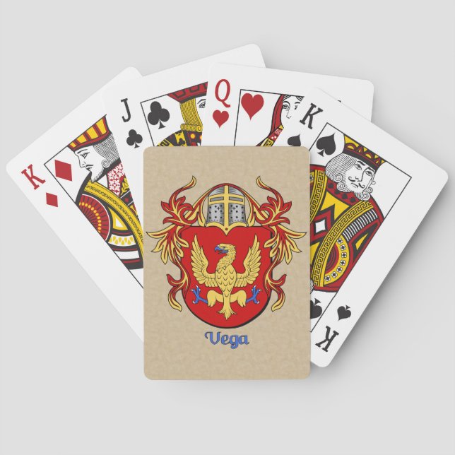 Vega Heraldic Shield with Mantling Poker Cards (Back)