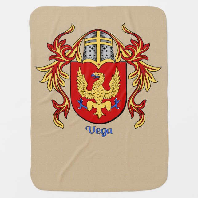 Vega Historical Heraldic Shield and Mantling Baby Blanket (Front)