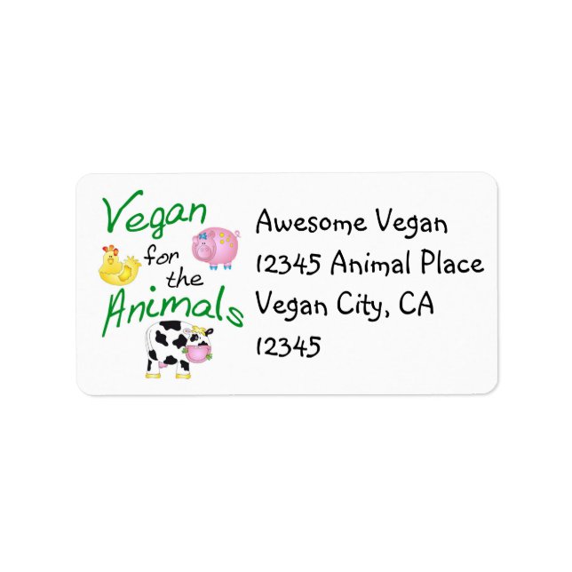 Vegan Address Label with Animals (Front)