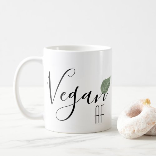 Vegan AF Funny Saying Leaf Coffee Mug