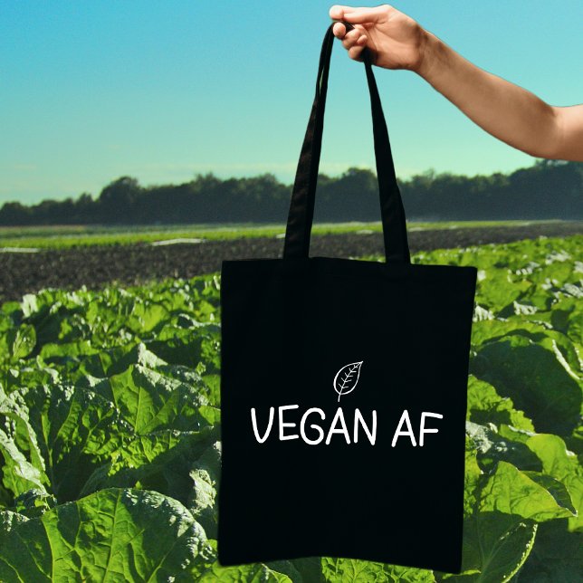 Vegan AF, Minimalist Leaf  Tote Bag (Creator Uploaded)