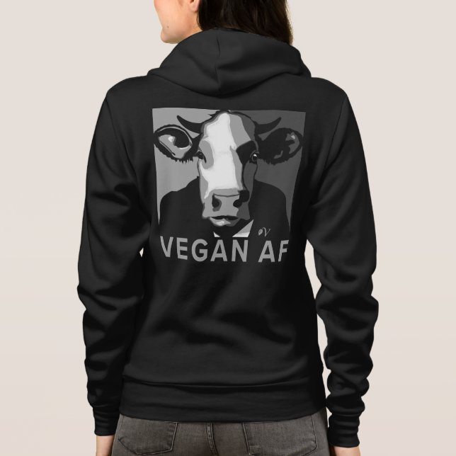 Vegan AF Pop Art Hoodie in Black and White (Back)