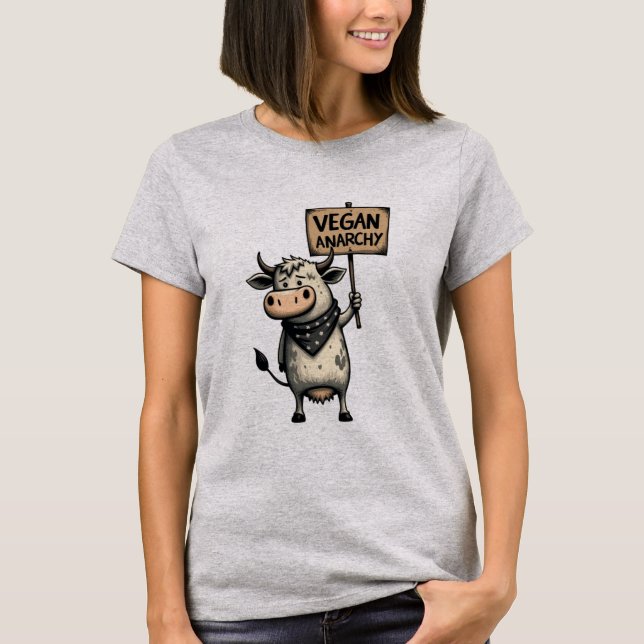 Vegan Anarchy – Rebel Cow Protest T-Shirt (Front)