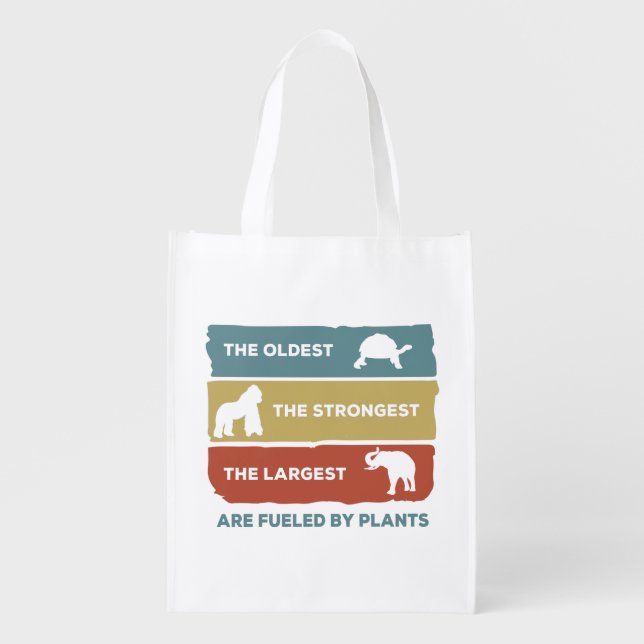 Vegan Animal Lover Fueled by Plants  Grocery Bag (Front)
