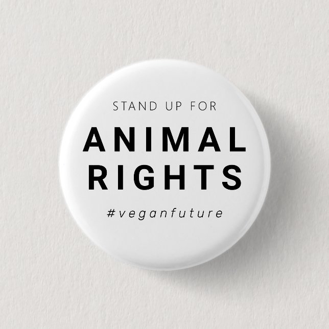 Vegan Animal Rights Minimal Typography  Button (Front)