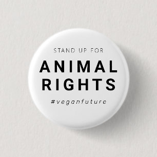 Vegan Animal Rights Minimal Typography  Button