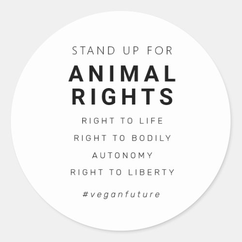 Vegan Animal Rights Minimal Typography Classic Round Sticker