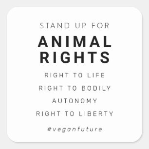 Vegan Animal Rights Minimal Typography Square Stic Sticker