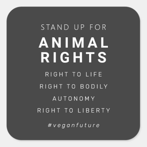 Vegan Animal Rights Minimal Typography Square Sticker