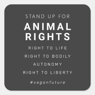 Vegan Animal Rights Minimal Typography Square Sticker