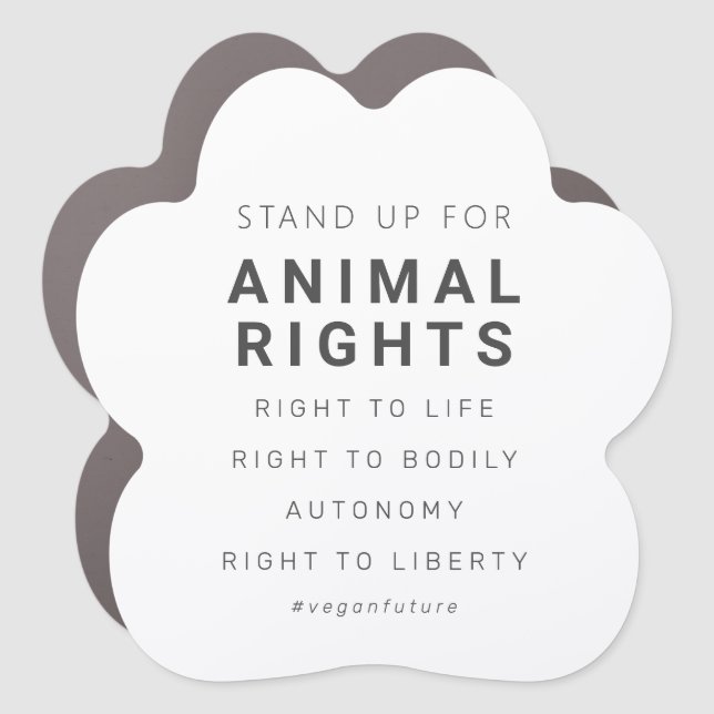 Vegan Animal Rights Minimal Typography White Car Magnet (Front)