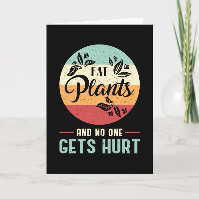 Vegan Animal Vegetarian Retro Veganism Funny Gift Card (Front)