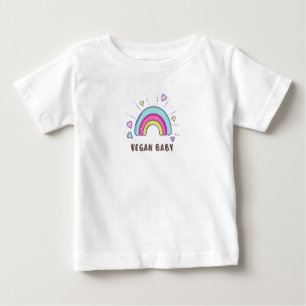 Vegan Baby T-Shirt - Rainbow & Hearts - 0-24months